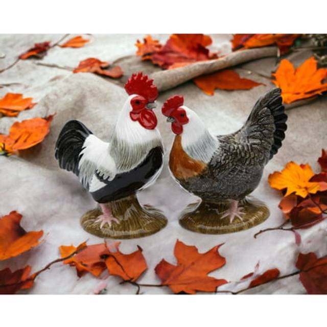StealStreet SSCG20883 Painted Pair of Roosters Salt and Pepper Shakers Set  Black  3 5/8 x 2 3/8 x 3 7/8H