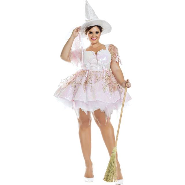 Sexy Plus Size White Magic Witch Women's Costume - Purple&#47;Pink&#47;White (1X)