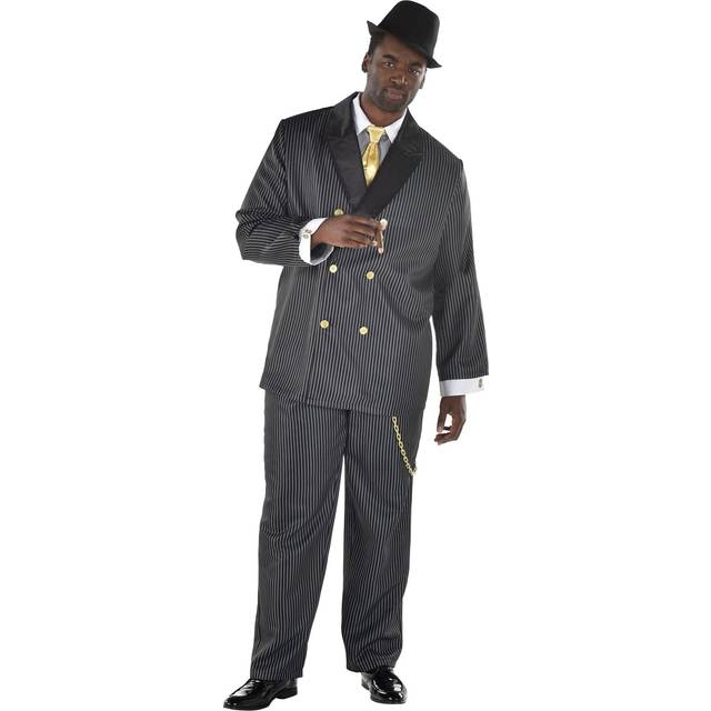 Plus Size Head Honcho Costume for Men | Gangster Costumes - Black&#47;White (PL)