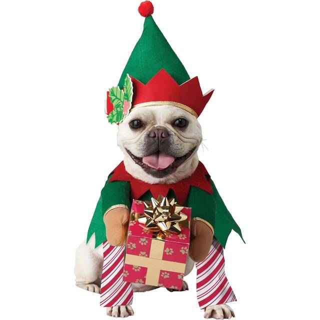 Pet Elf Dog Costume | Holiday Pet Costumes - Green&#47;Red&#47;White (L)