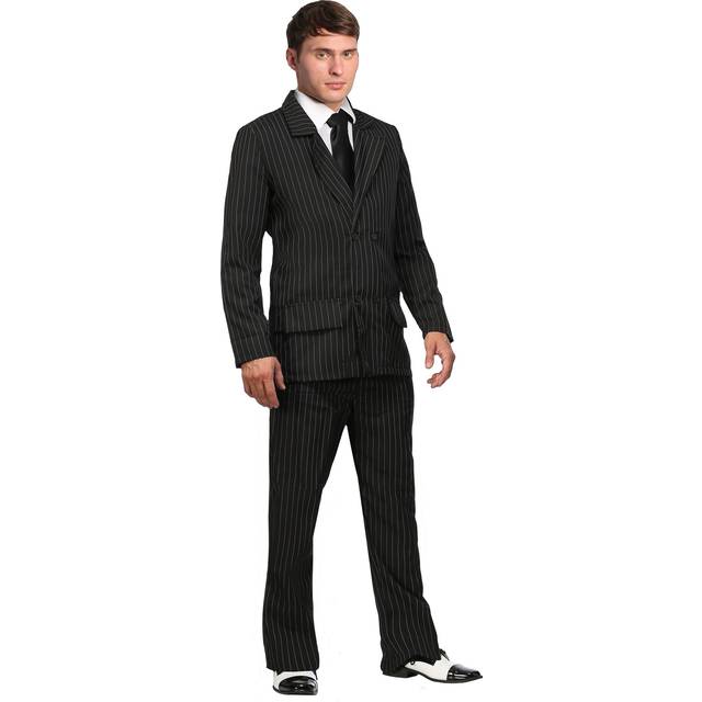 Pin Stripe Deluxe Gangster Costume Suit - Black&#47;White (XS)