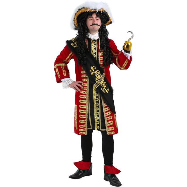 Elite Captain Hook Costume for Men | Pirate Costumes - Black&#47;Orange&#47;Red (M)