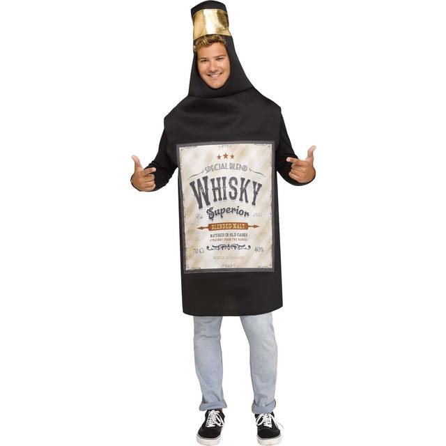 Whisky Bottle Adult Costume | Beverage Costumes - Black&#47;Brown (One-Size)
