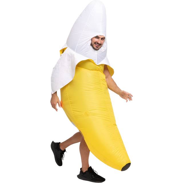 Inflatable Peeled Banana Adult Costume - Yellow&#47;White (One-Size)
