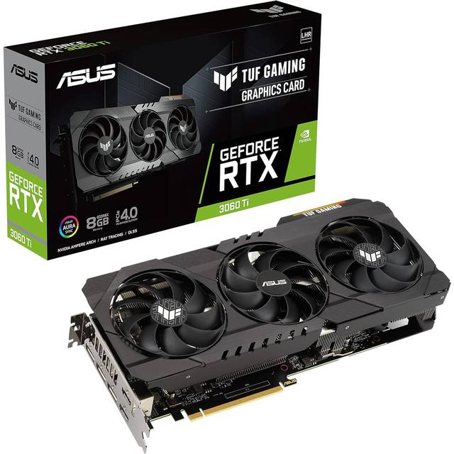 ASUS TUF NVIDIA GeForce RTX 3060TI spelgrafikkort (PCIe 4.0, 8 GB GDDR6X, HDMI 2.1, DisplayPort 1.4a, dubbla kullager, certifiering av militärkvalitet, GPU Tweak III)