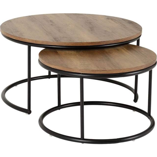 Seconique Quebec Round Coffee Table Set - Medium Oak Effect, Brown