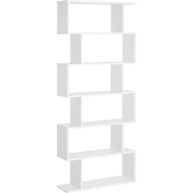 HOMCOM Bookcase Shelving Unit with 6-Tier S Shape Wood White