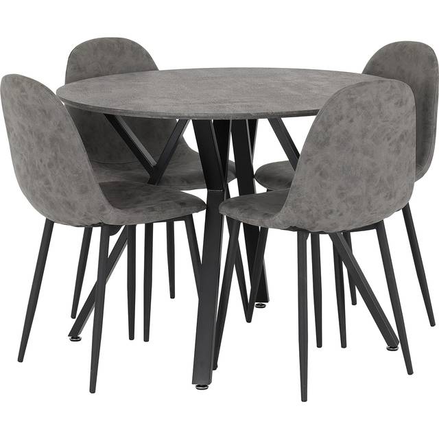 Seconique Athens Round Dining Set - Concrete Effect, Grey