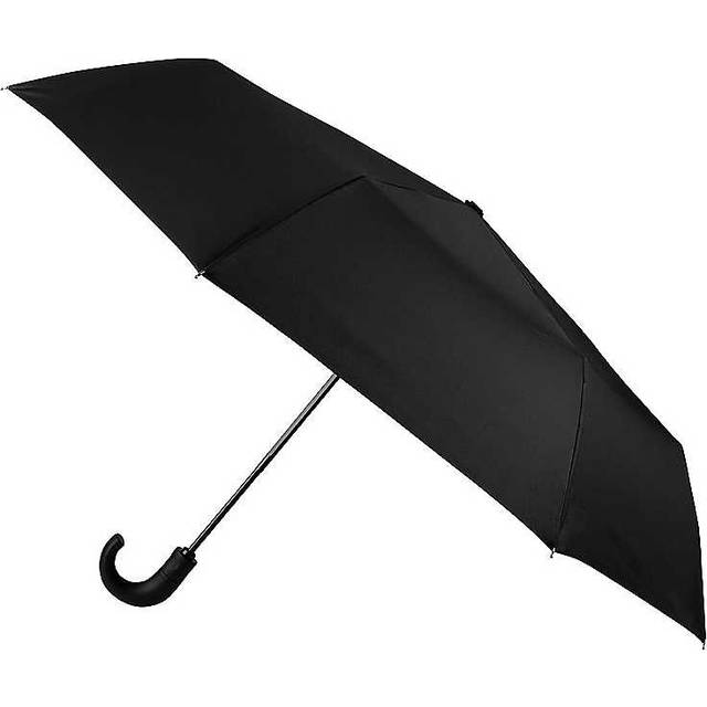 totes® X-TRA STRONG® Auto Open / Close PU Coated Crook Handle Umbrella Black / 3 Section