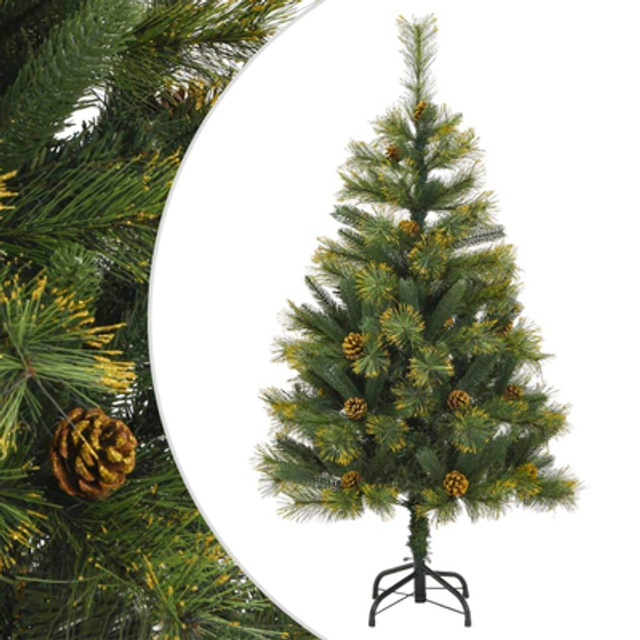 vidaXL Artificial Hinged Christmas Tree with Cones 120 cm - Green