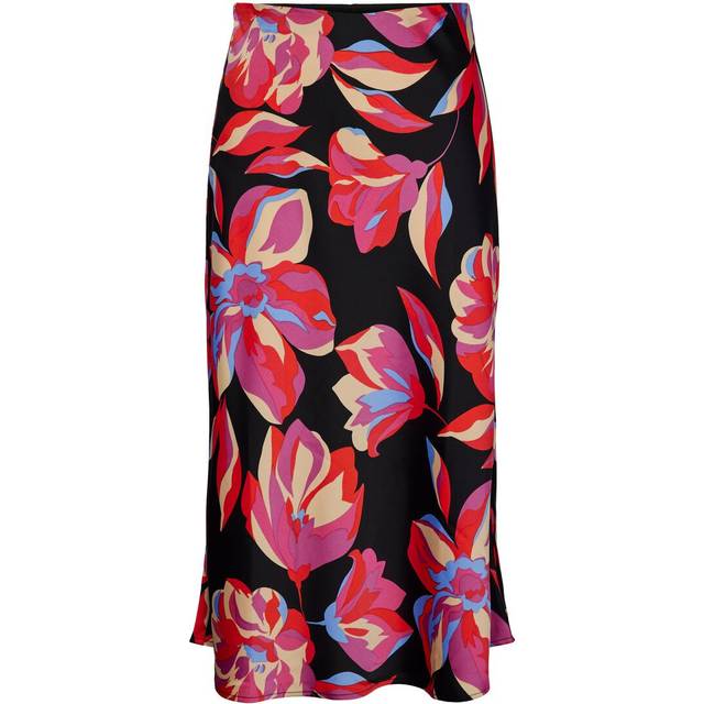 YASPELLA HW Midikjol S. NOOS, Black/Aop: flower print, S