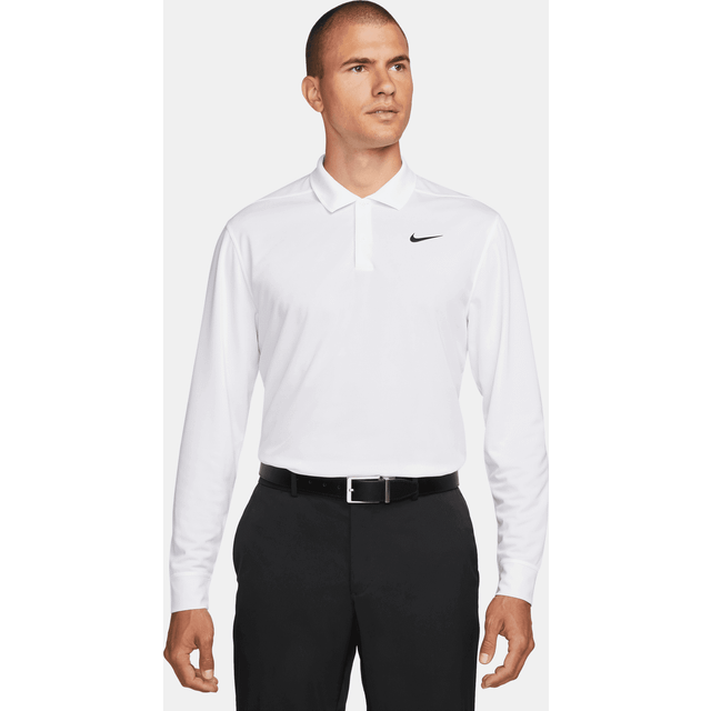 Nike Dri-FIT Victory Solid Long Sleeve Polo Shirt - White/Black White/Black / XL