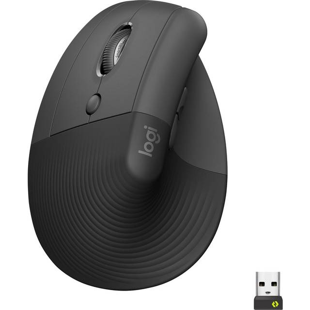Logitech Lift for Business - Vertikal mus - ergonomisk - vänsterhänt - 6 knappar - trådlös - Bluetooth, 2.4 GHz - Logitech Logi Bolt USB-mottagare - grafit