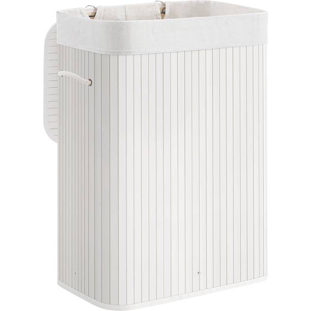 Songmics 72L Foldable Bamboo Laundry Hamper - White, White