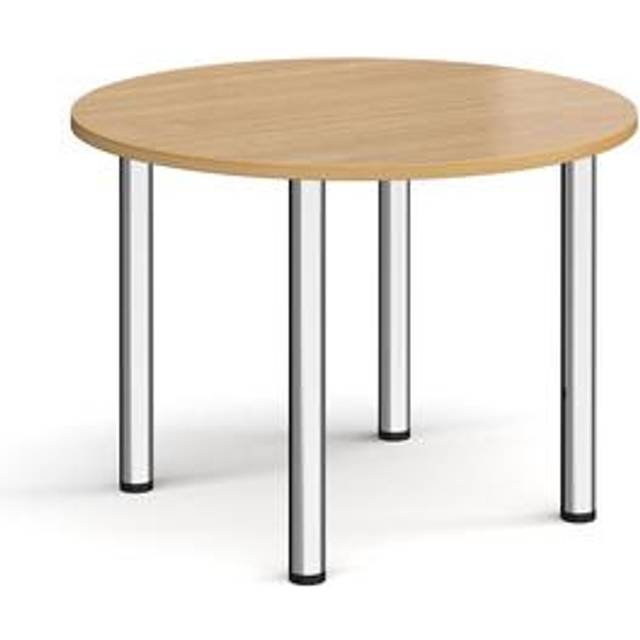 Circular Radial Leg Office Boardroom Table - Oak - Chrome Frame - W1000mm