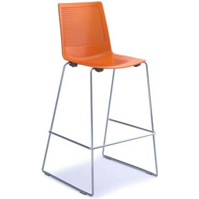 Harmony Multi - Purpose Stool with Chrome Sled Frame - Orange