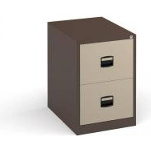 Steel 2 Drawer Contract Storage Filing Cabinet 711mm High - Coffee/Cream