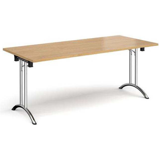 Rectangular Folding Meeting Table with Chrome Curved Legs - 1800mm - Oak