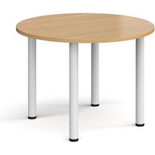 Circular Radial Leg Office Boardroom Table - Oak - White Frame - W1000mm