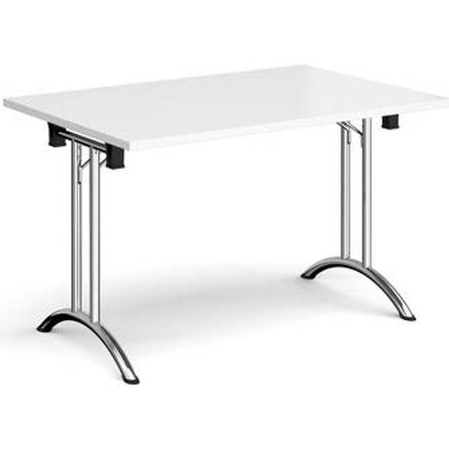 Rectangular Folding Meeting Table with Chrome Curved Legs - 1200mm - White