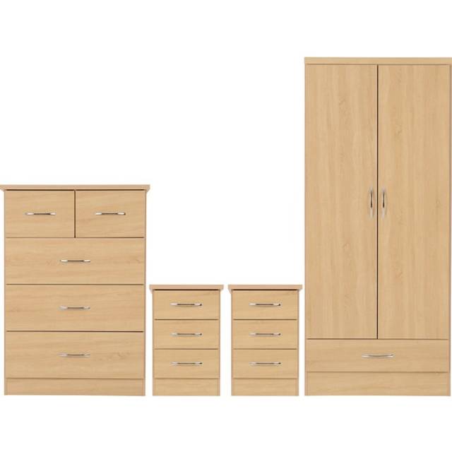 Seconique Nevada Sonoma Oak Effect 4 Piece Bedroom Furniture Set - Brown - 2 Door