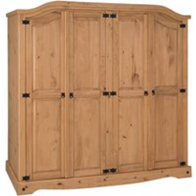 Mercers Furniture Corona 4 Door Arch Top Wardrobe Solid Pine Rustic Mexican Styling, Brown