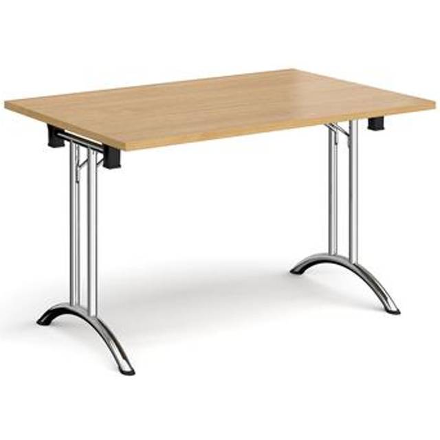 Rectangular Folding Meeting Table with Chrome Curved Legs - 1200mm - Oak