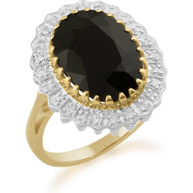 Classic Dark Sapphire & Diamonds Luxe Ring in 9ct Gold