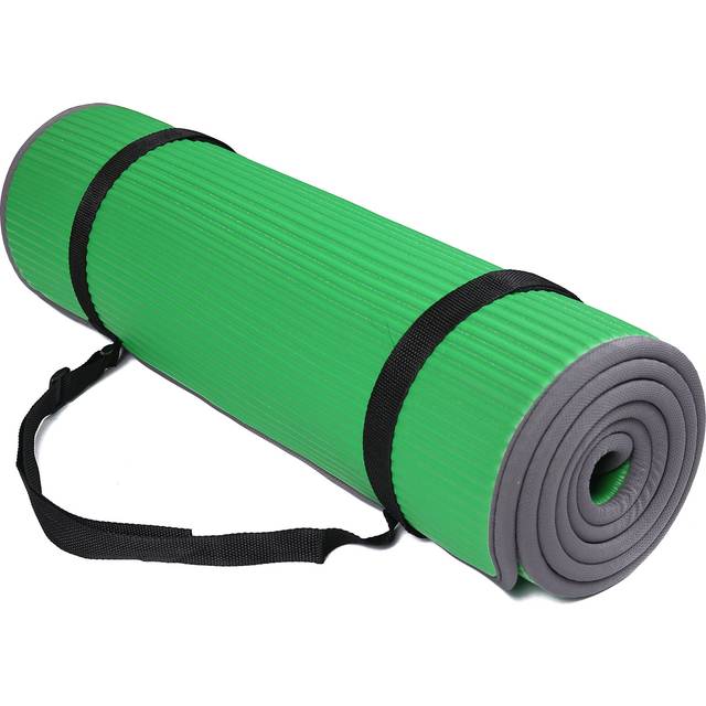 BalanceFrom All-Purpose 2/5-Inch 10mm Extra Thick High Density Anti-Slip Exercise Pilates Yoga Mat with Carrying Strap  Green