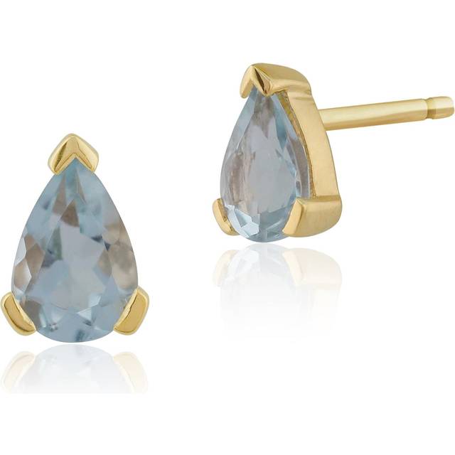 Classic Pear Aquamarine Stud Earrings in 9ct Yellow Gold