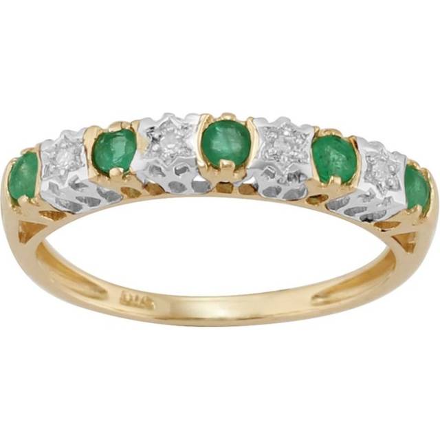 Classic Emerald & Diamond Eternity Ring in 9ct Yellow Gold