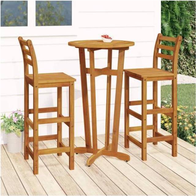 vidaXL 3 Piece Garden Bar Set Solid Wood Acacia - Brown