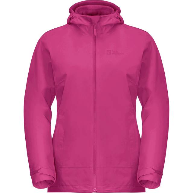 (S, New Magenta) Jack Wolfskin Womens Moonrise 3in1 Fleece Lined Waterproof Hooded Jacket Coat