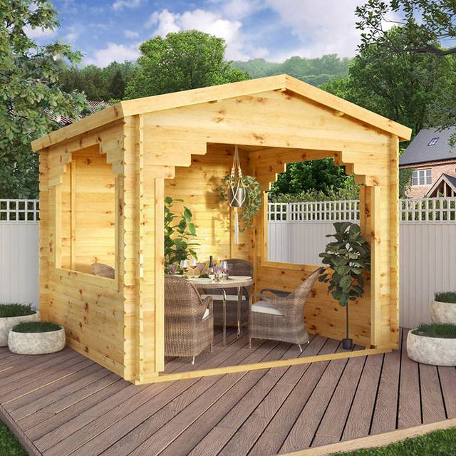 3m x 3m Log Cabin Gazebo - 28mm
