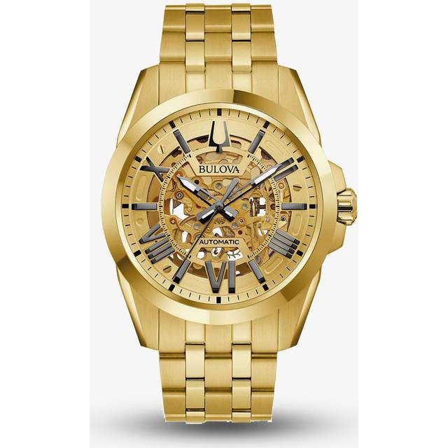 Bulova Sutton Automatic Mens Gold Watch 97A162 Stainless Steel - One Size