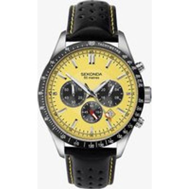 Sekonda Sports Velocity Yellow Dial Chronograph Watch 1395 - Black
