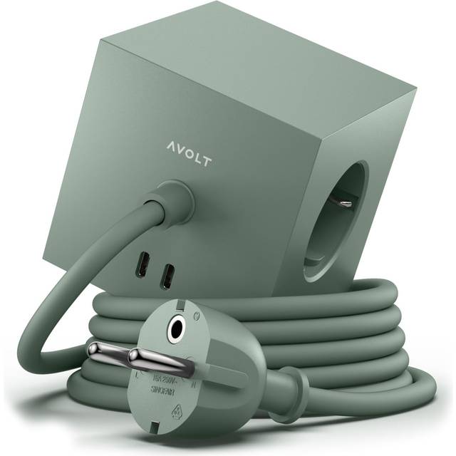 Square 1 Extension Cord With USB-C / Magnet 1,8 m, Oak Green