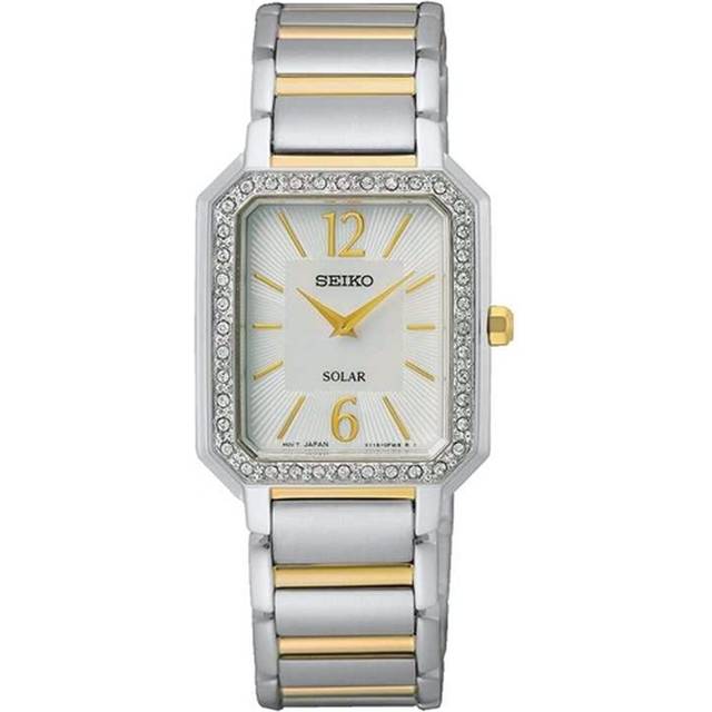 Seiko SUP466P1 Women's Solar Watch, Mother of Pearl Dial, Two-Tone Stainless Steel Bracelet