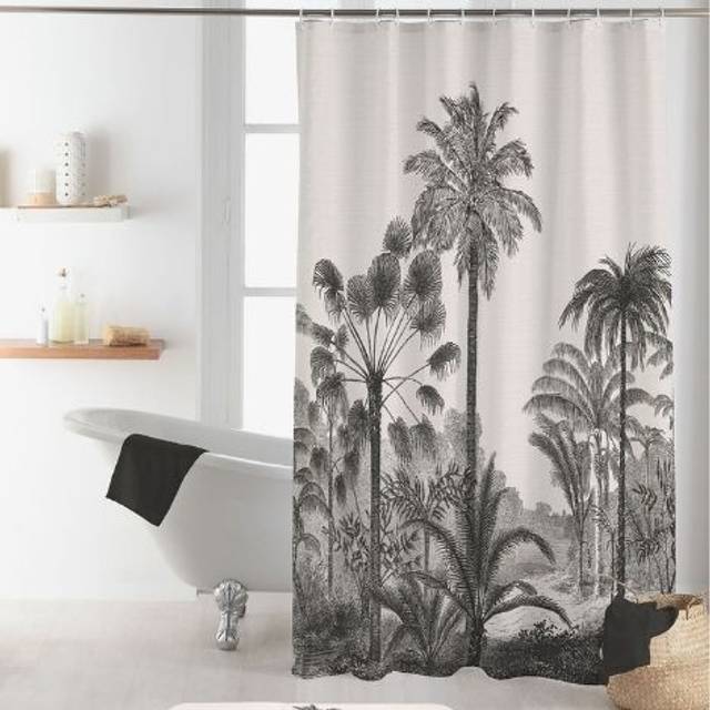 Duschdraperi med krokar 180 x 200 cm polyester cocoty-tryck