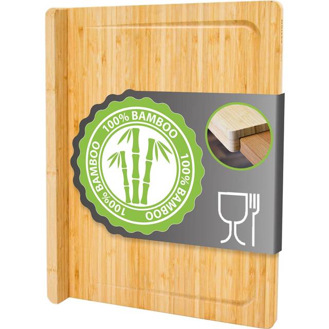 Wooden Chopping Board with Counter Edge - 44x34x2 Bamboo Kitchen Cutting Board