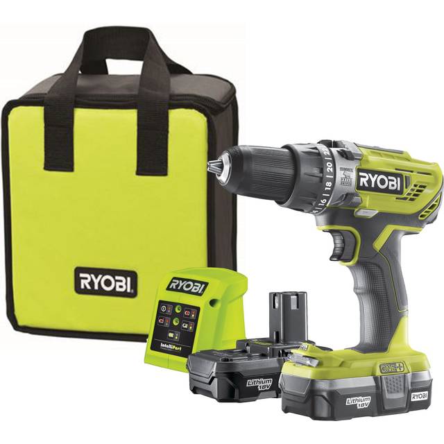 Ryobi ONE+ Cordless 1.3A 18V Brushed Percussion drill 2 batteries R18PD3-213S