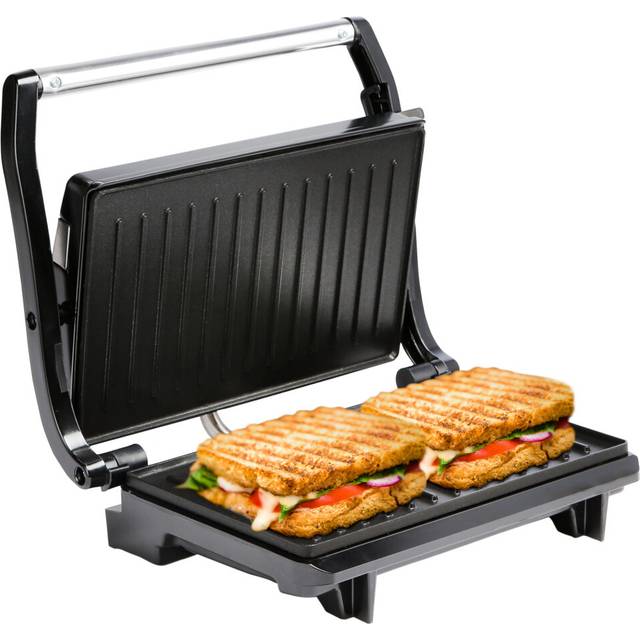 NETTA Panini Sandwich Press with Lid - Stainless Steel (27cm W X 20.8cm D)