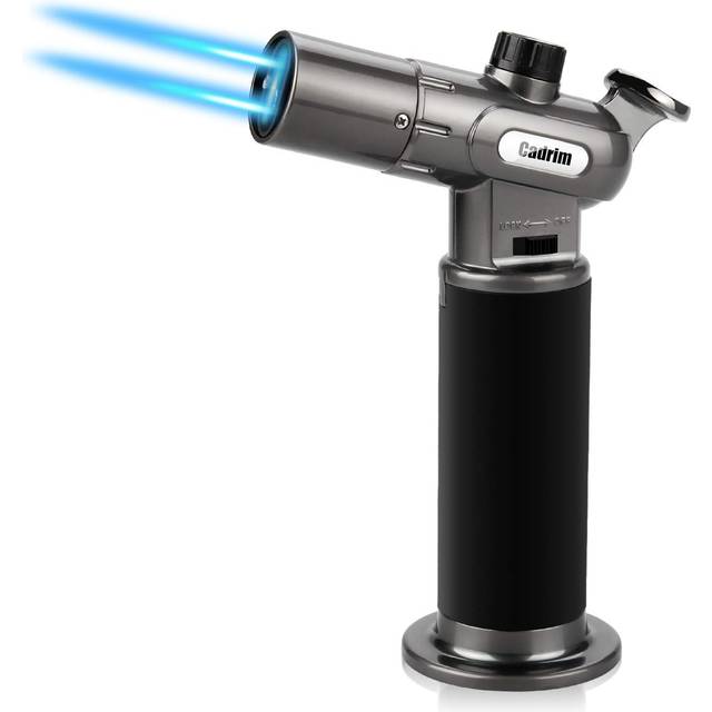 Kitchen Blow Torch 1300C Dual Flame Adjustable Refillable Butane Chef Tool Cooking Blowtorch Lighter Mini Adjustable Flame with Lock BBQ Baking