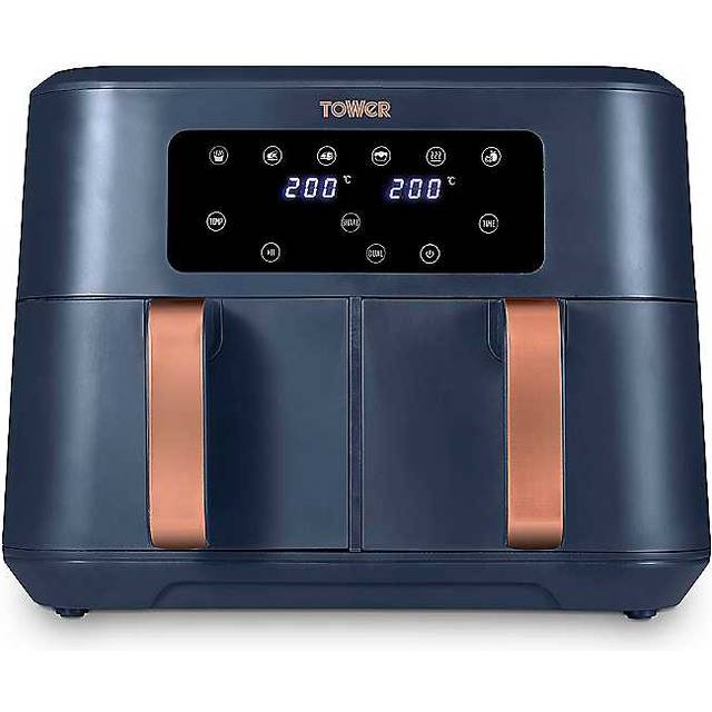 Tower T17137MNB Vortx 8.5L Dual Basket Air Fryer Digital - Midnight Blue & Rose Gold