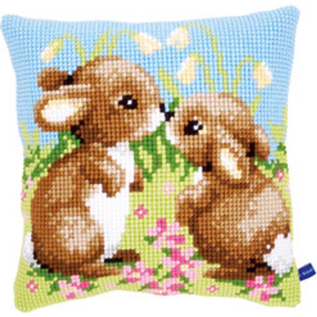 Vervaco Cross Stitch Cushion: Little Rabbits, Multi-Colour