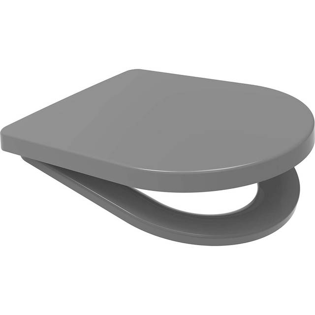 (Grey) Middle D Shape Toilet Seat Soft Close Quick Release  360 x 449mm