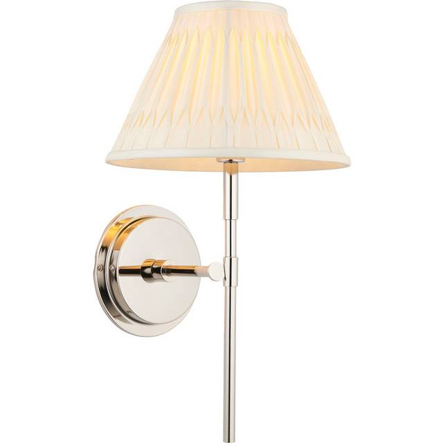 Endon Rennes & Chatsworth Wall Lamp with Shade Bright Nickel Plate & Ivory Silk