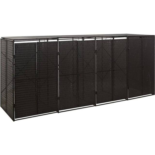 Skjul för fyra soptunnor svart 274x80x117 cm konstrotting