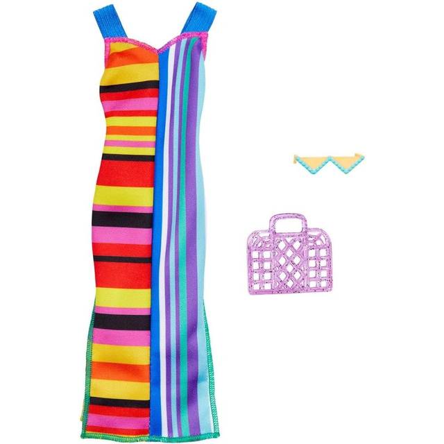 Fashion Pack HJT22 - clothing for dolls - long dress graphic, handbag and sunglasses, design