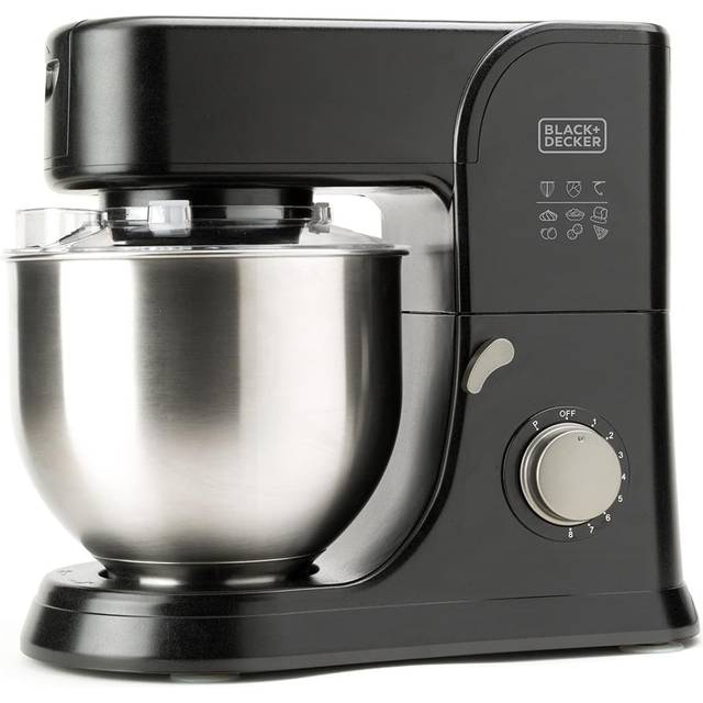 BLACK+DECKER BXKM1001E - 1000 W, 8 hastigheter, turbo, planetrotation, enkel rengöring, rostfritt stål, svart